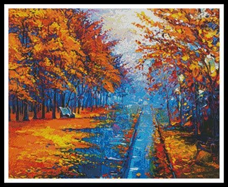 Autumn Landscape Painting by Artecy printed cross stitch chart